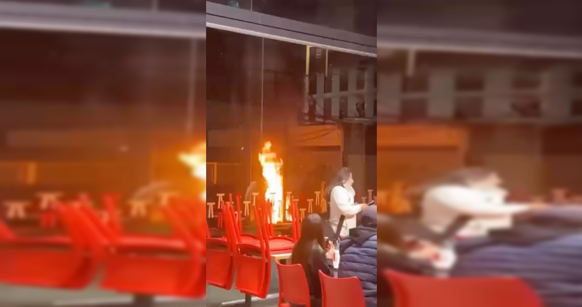 Buscan a sujetos que golpearon a guardia y prendieron fuego en local de comida rápida en Viña del Mar