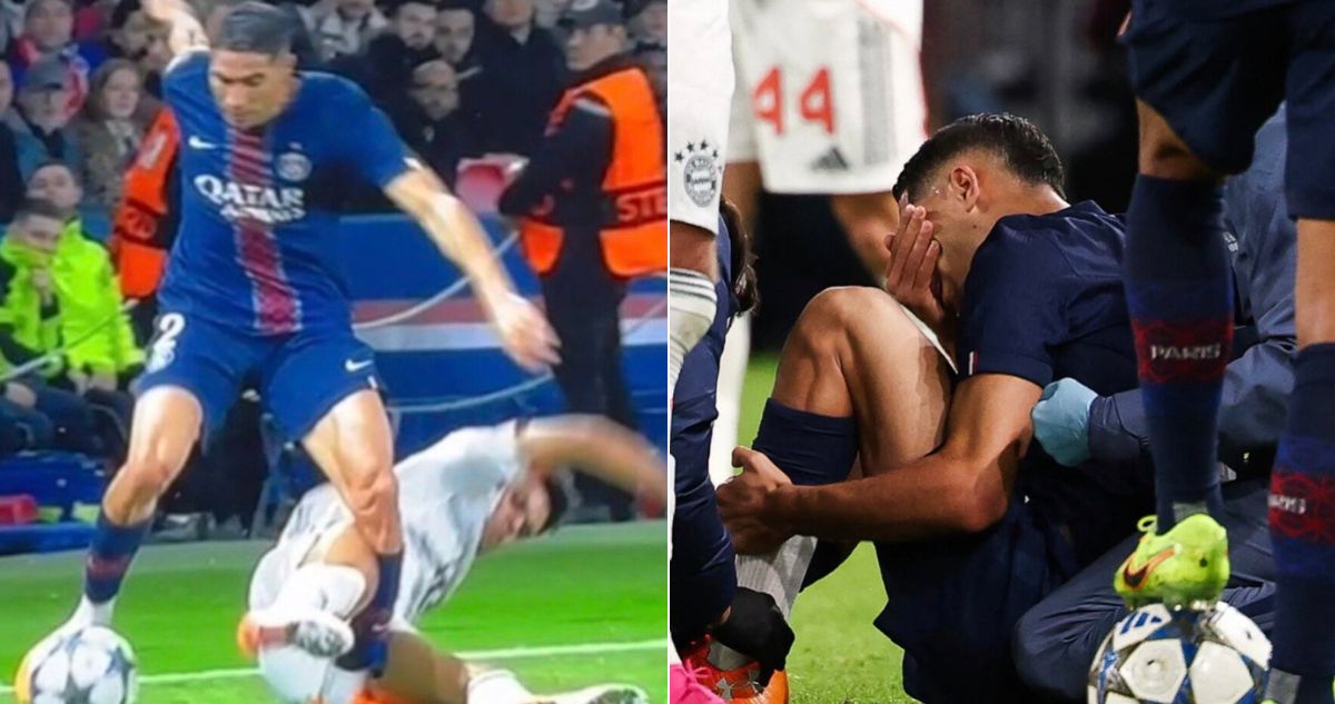 Hakimi lesionado tras fuerte entrada de Luis Díaz en Champions League