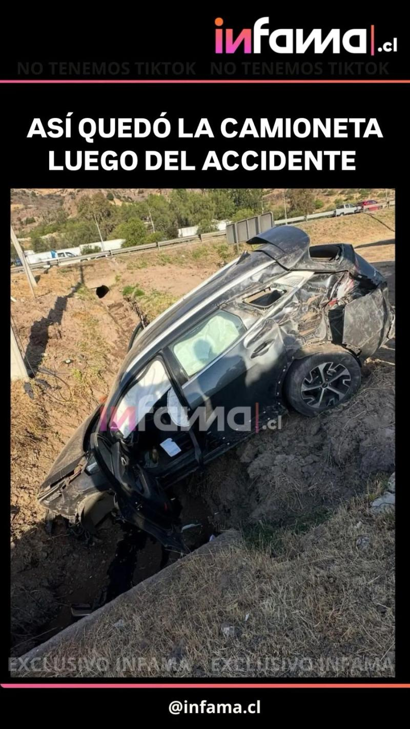 Imagen de cómo quedó la SUV del accidente de los hijos de Marité Matus y Arturo Vidal