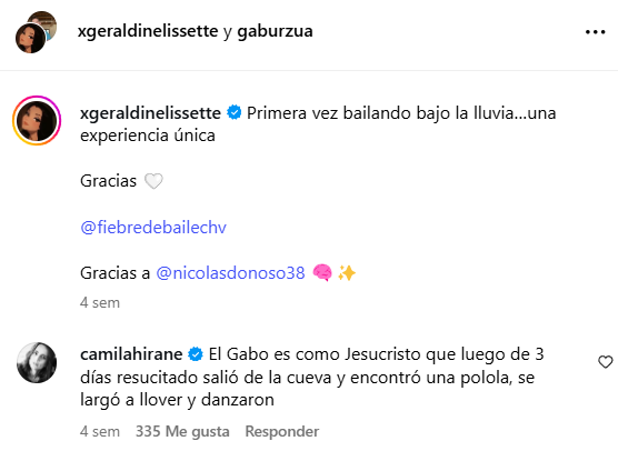 Comentario de Camila Hirane a Gabriel Urzúa y Geraldine Muñoz