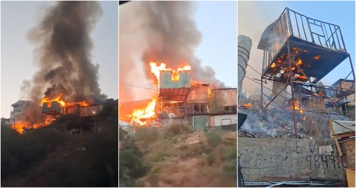 Incendio consume viviendas en campamento Nuevo Amanecer de Cerrillos