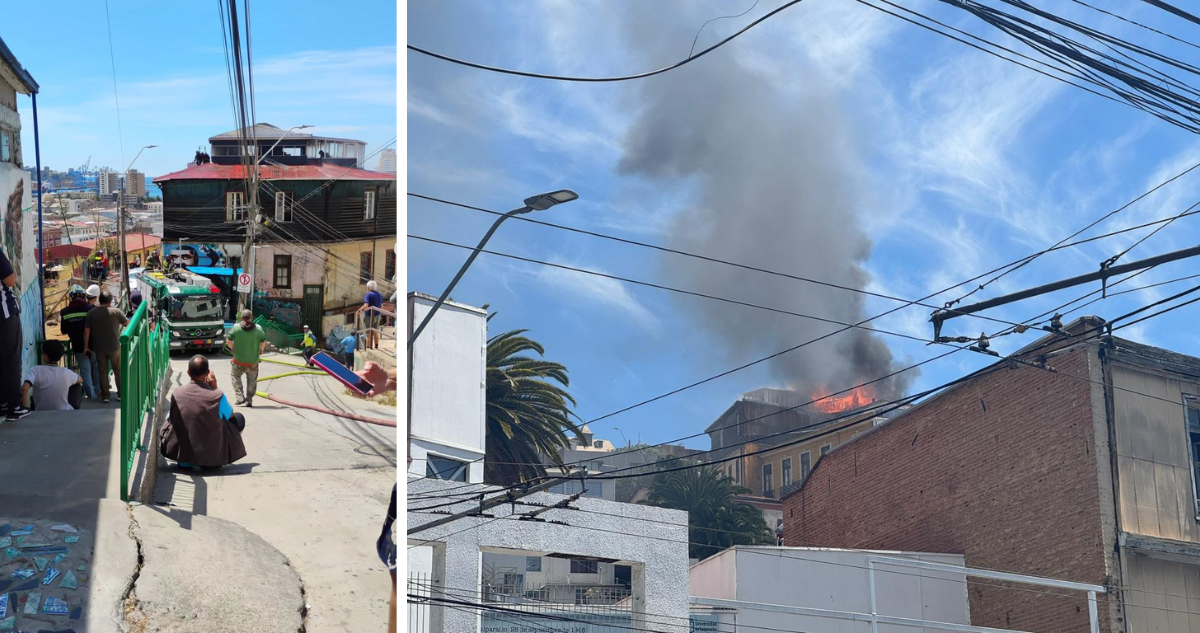 Al menos una vivienda con daños deja incendio en Cerro Monjas de Valparaíso