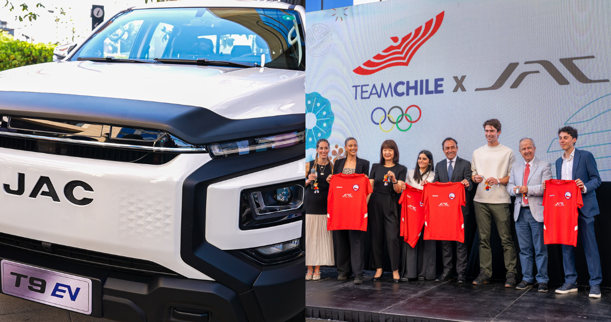 JAC lanza su primera camioneta eléctrica y celebra su alianza deportiva con el Team Chile