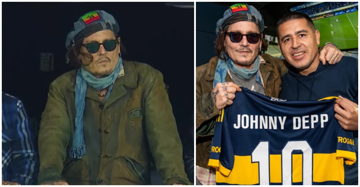 Johnny Depp llegó a La Bombonera, vio un partido y Riquelme le regaló una camiseta