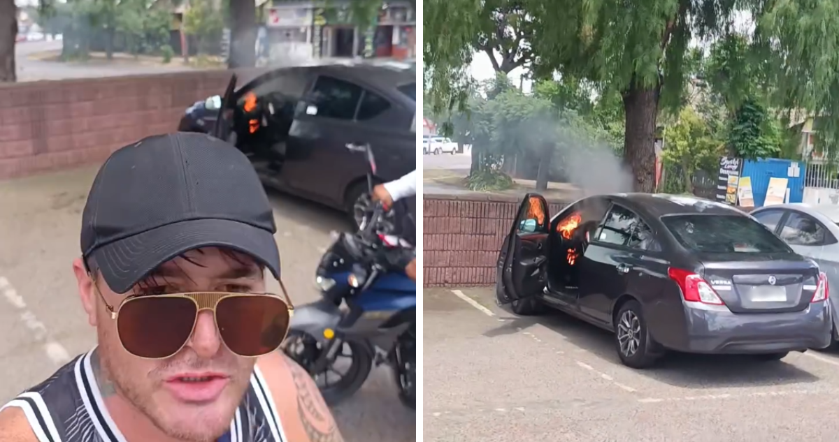 Junior Playboy e incendio de su auto