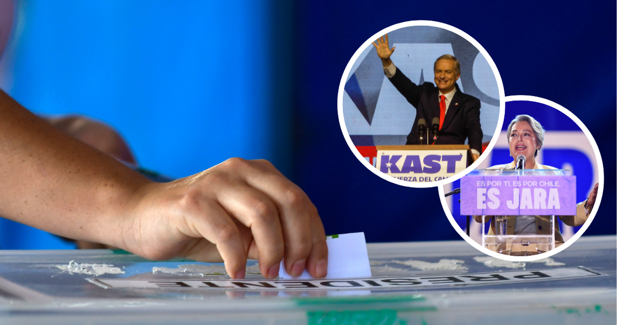 Foto de contexto de elecciones y fotografías de Jara y Kast