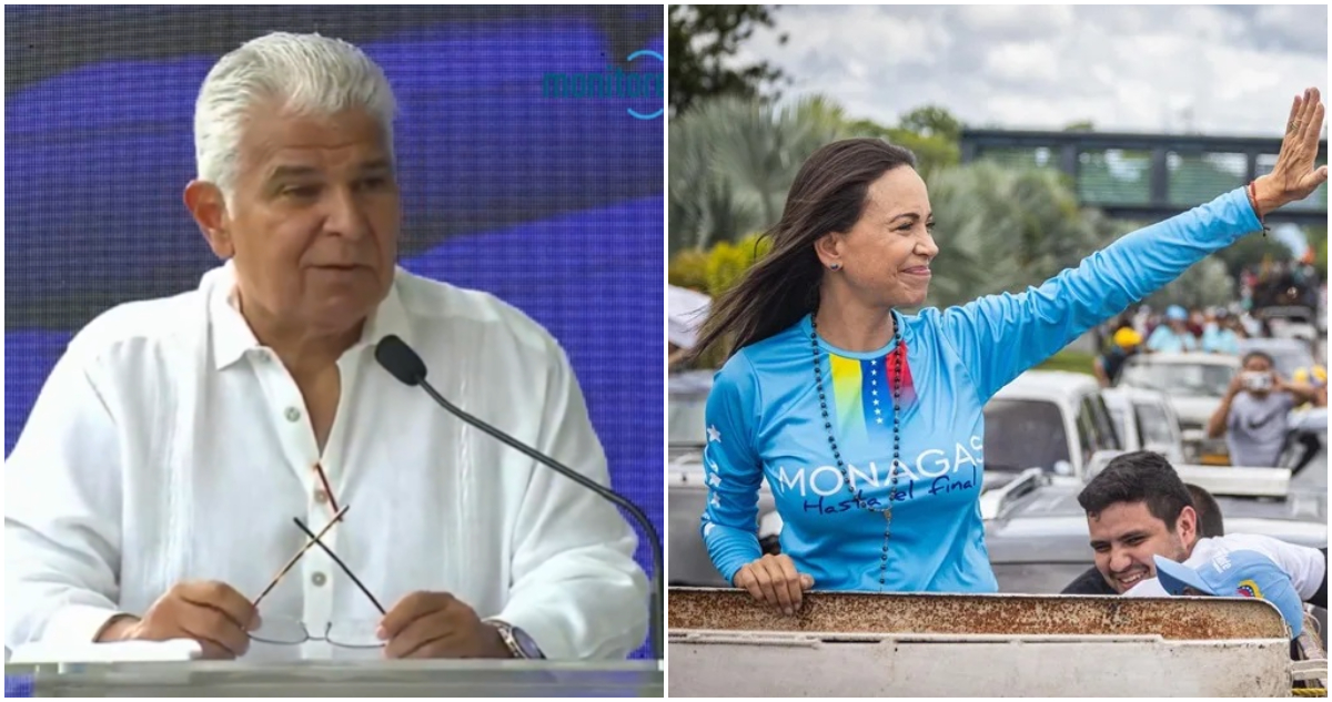 El presidente de Panamá, José Raúl Mulino, y la líder opositora venezolana María Corina Machado