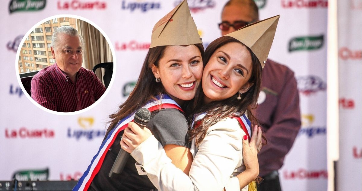 Mariela Sotomayor y Dany Aránguiz junto a miniatura de Hernán Calderón