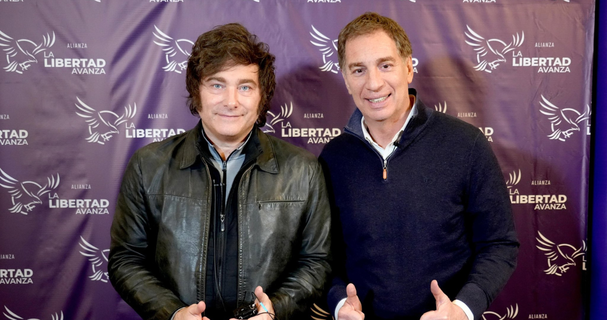 Javier Milei y el nuevo ministro del Interior, Diego Santilli