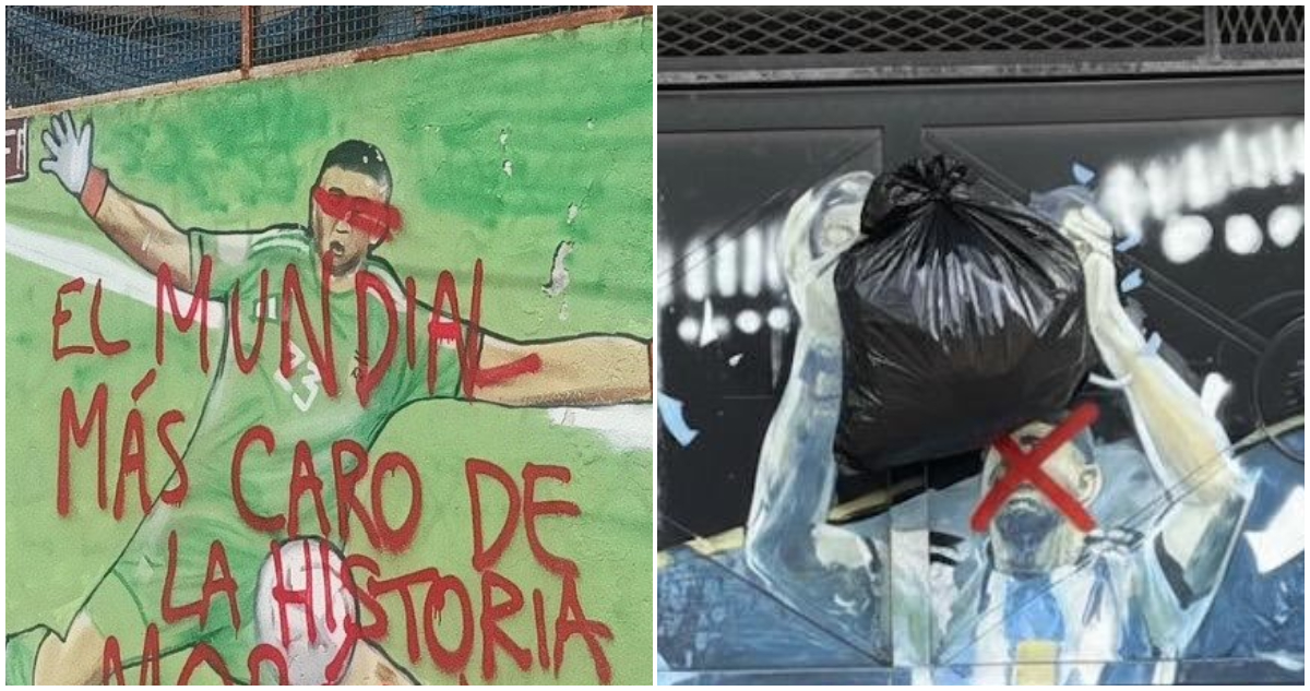 murales vandalizados de Messi y Dibu Martínez en Morón, Argentina