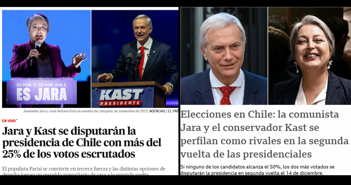"La comunista Jara y el conservador Kast": prensa mundial hace eco de resultados de elección chilena