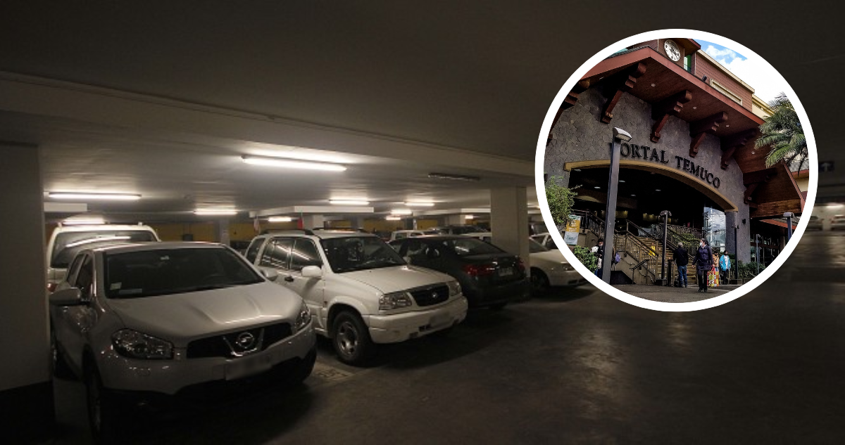 Foto de contexto de estacionamiento y fachada de Mall Portal Temuco