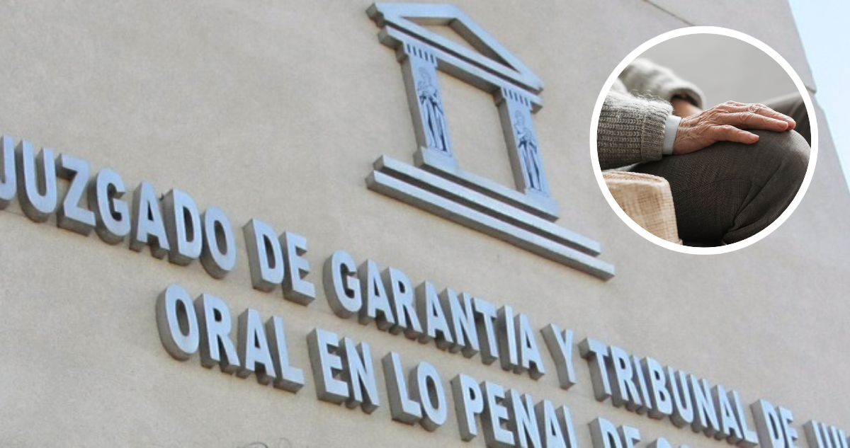 Juzgado de Garantía y foto de contexto de manos de adulto mayor