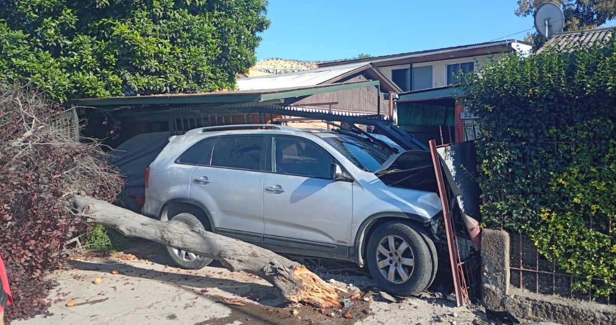 “El daño es tremendo”: sujetos huyeron tras impactar dos viviendas en Renca con un auto robado