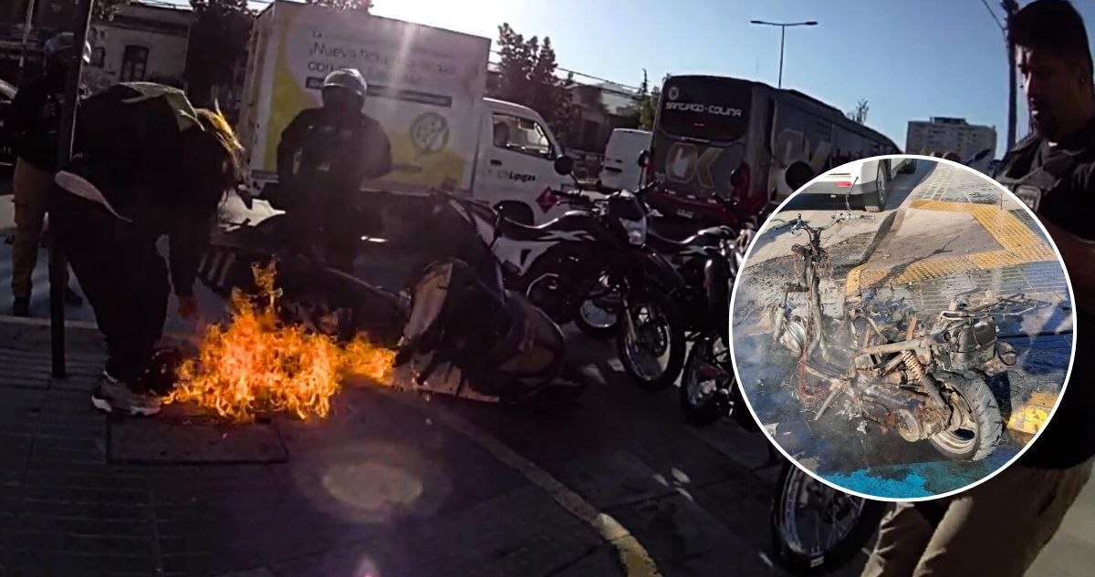 VIDEO | Mujer quema su moto para evita fiscalización en Independencia: iba sin documentos