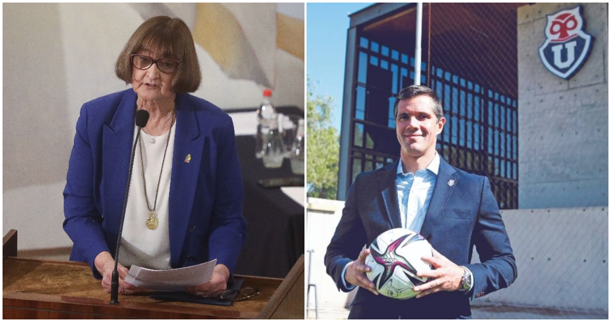 Rosa Devés rectora de Universidad de Chile y Michael Clark presidente de Azul Azul y La U