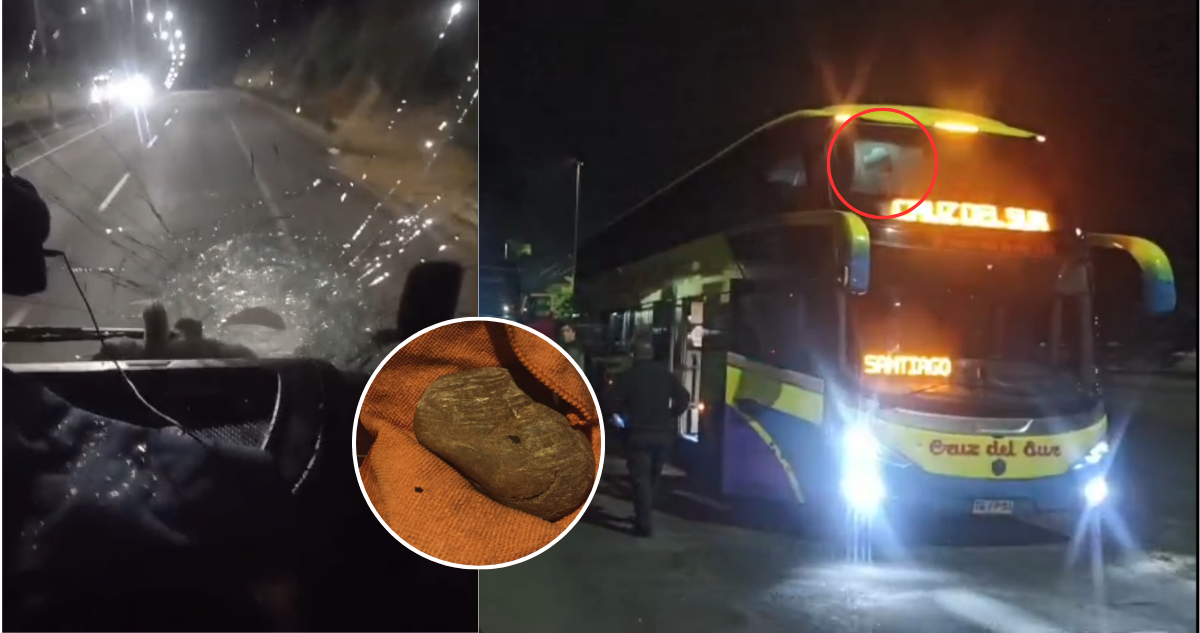 Camiones y bus de pasajeros fueron atacados con piedras al ingreso de Temuco