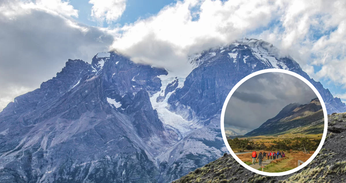 Parque Nacional Torres del Paine y foto de contexto de senderistas