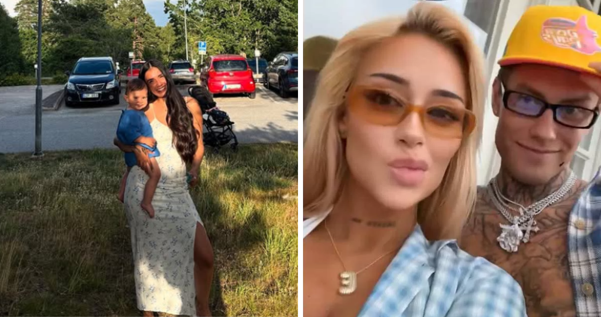 Steffi Méndez junto a su hijo Gio y su expareja Dante Lindhe con su nueva pareja