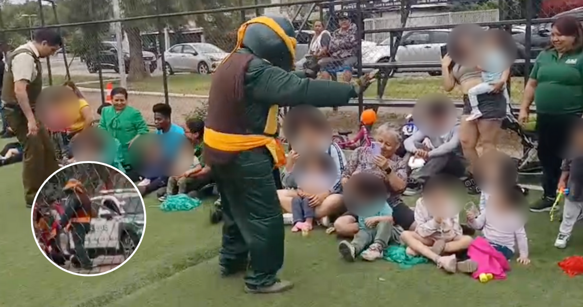 “Tortugas Ninja” detienen a ladrón en la RM: eran carabineros disfrazados que iban a show infantil