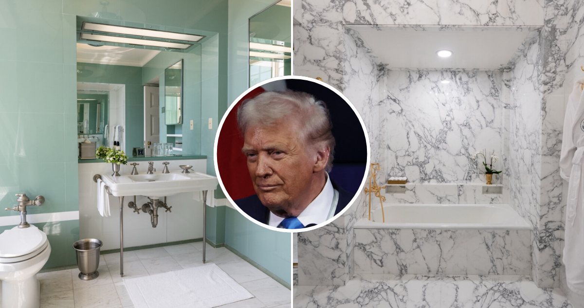 No solo el Ala Este: Trump reforma histórico baño Lincoln de la Casa Blanca con oro y lujoso mármol