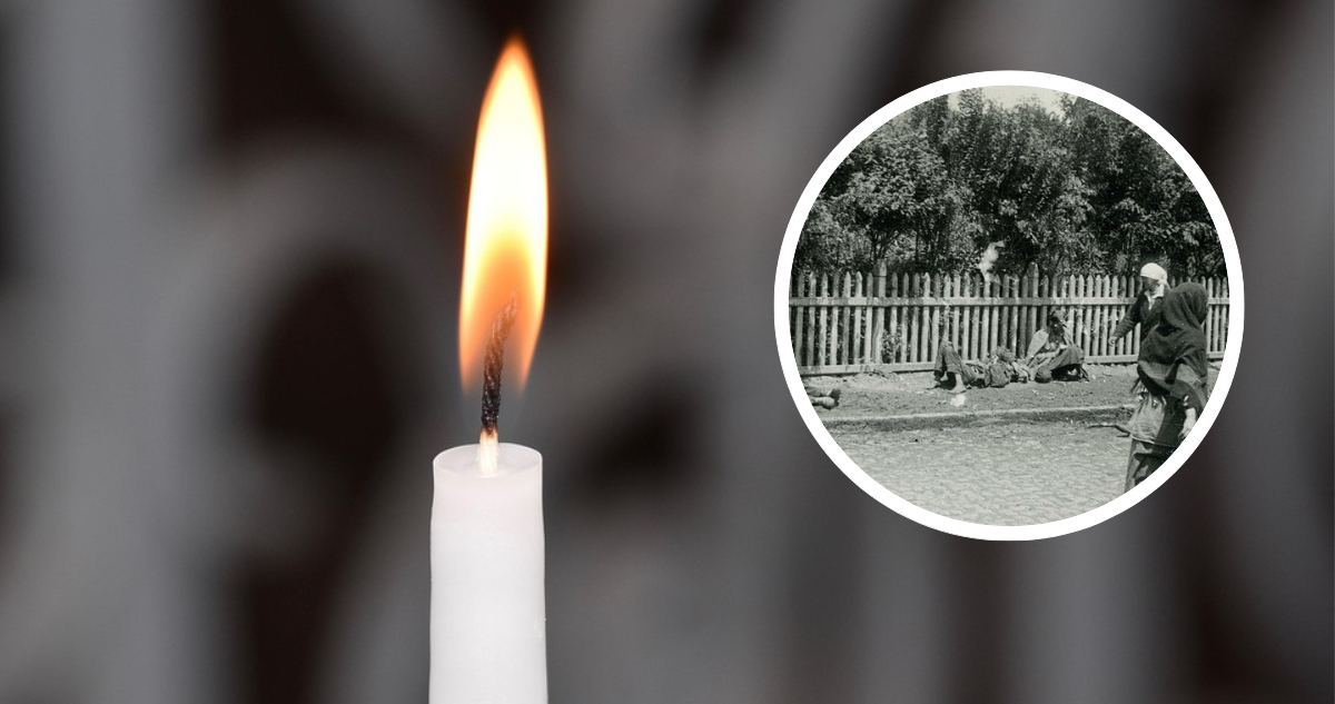 Imagen de vela y fotografía de archivo del Holodomor
