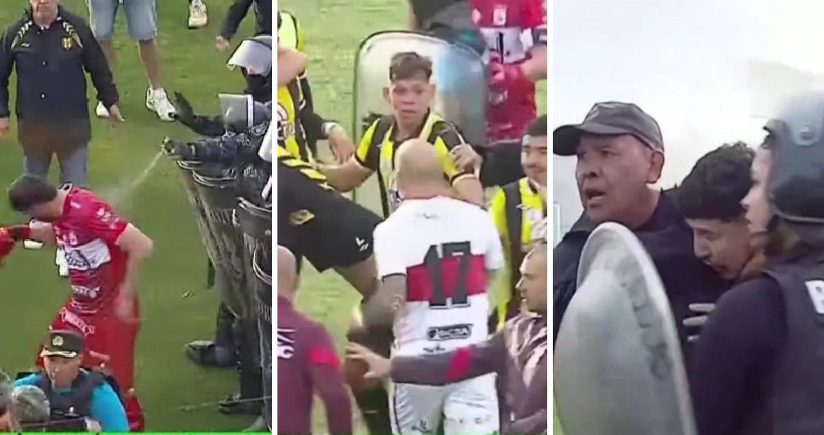 Robo arbitral en ascenso de Argentina desató batalla campal entre Madryn y Morón.