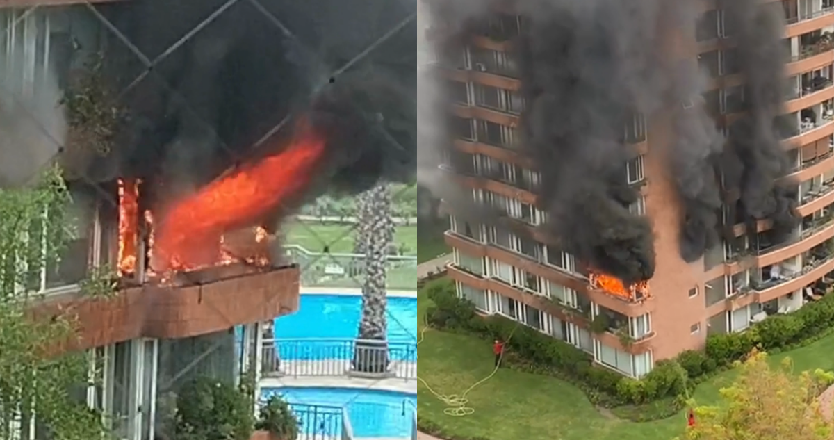 Voraz incendio afectó a departamento en Vitacura: humo se expandió por edificio residencial