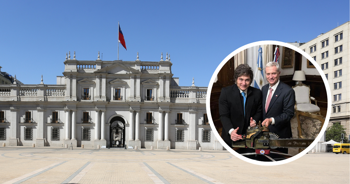 La Moneda y foto de Kast y Milei con motosierra