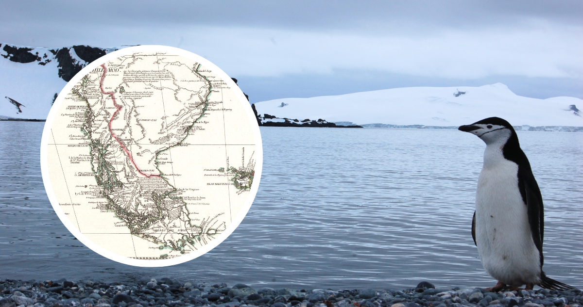 Antártica y mapa de Chile Moderno Juan de la Cruz Cano y Olmedilla