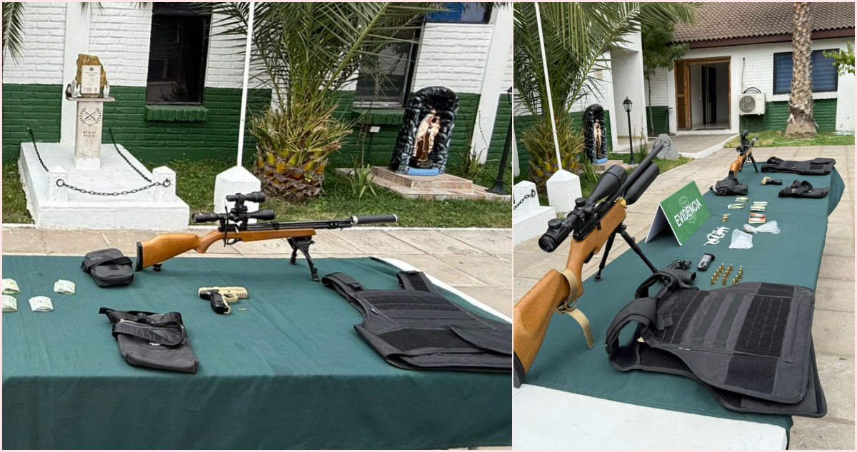 Dos detenidos en Pudahuel por porte de armas, rifles con mira telescópica y droga