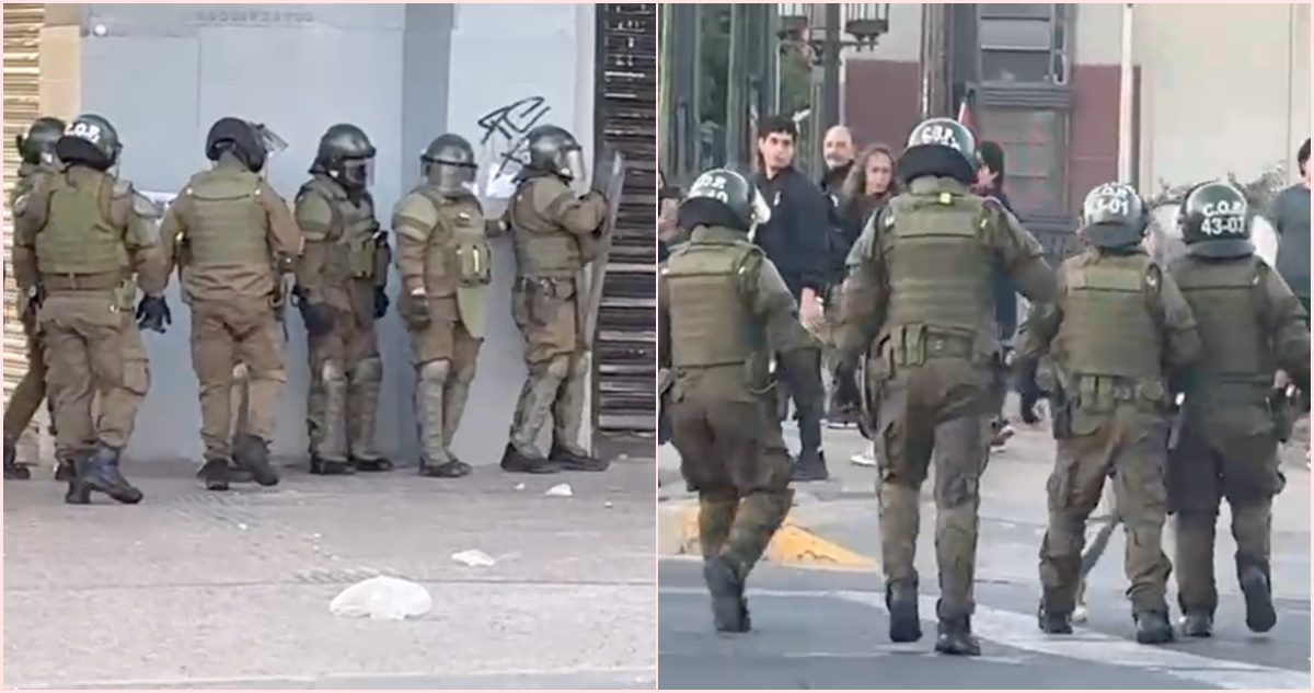 Amplio contingente policial en Plaza Baquedano