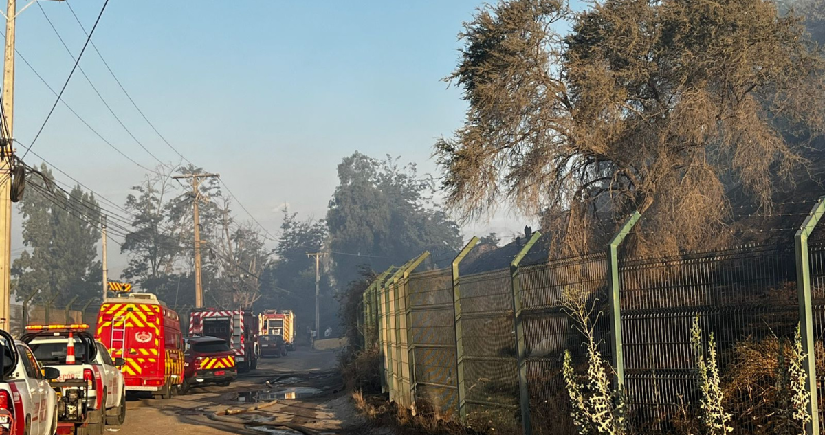 Bomberos de tres comunas trabajan en incendio en sector La Farfana, en Maipú