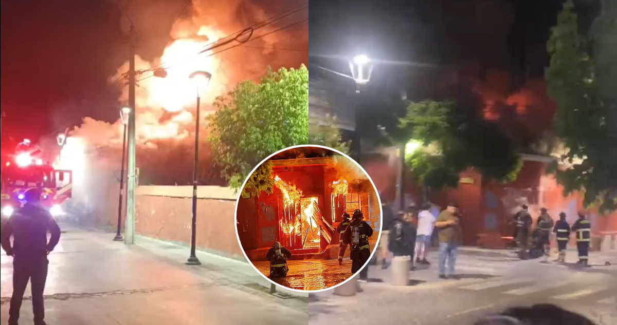 Intenso incendio afecta a casa patrimonial y parte de local comercial en Casablanca