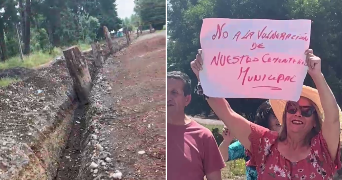 Vecinos de Freire acusan que particular se tomó parte de camino hacia cementerio con zanjas y troncos