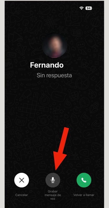 Ejemplo llamada de Whatsapp
