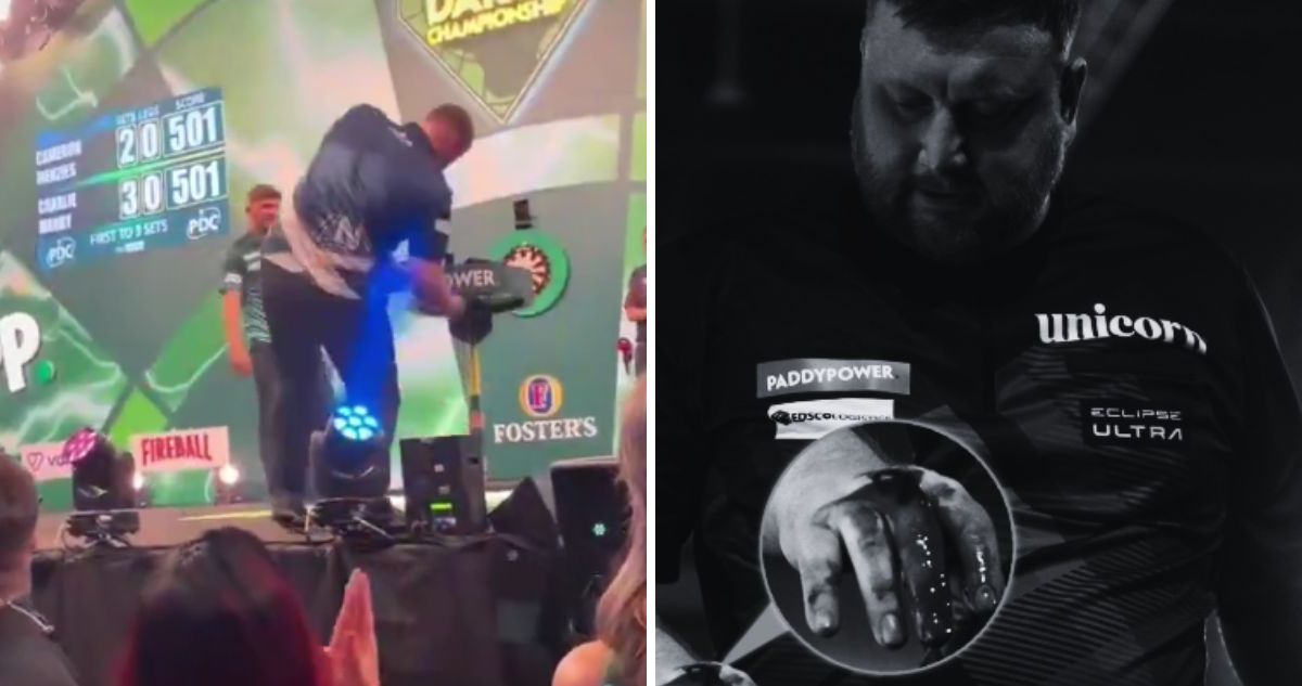 Cameron Menzies impactó en Mundial de Dardos con su ataque de rabia que lo dejó herido.