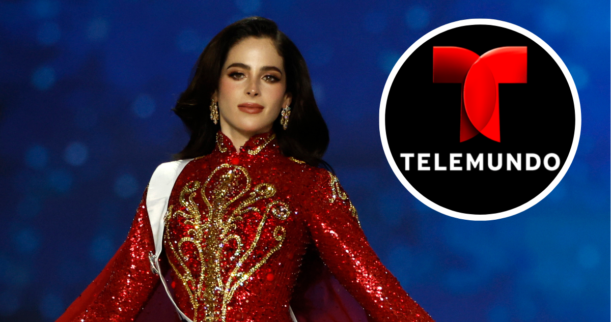 Fátima Bosch, Miss Universo 2025, y logo de Telemundo