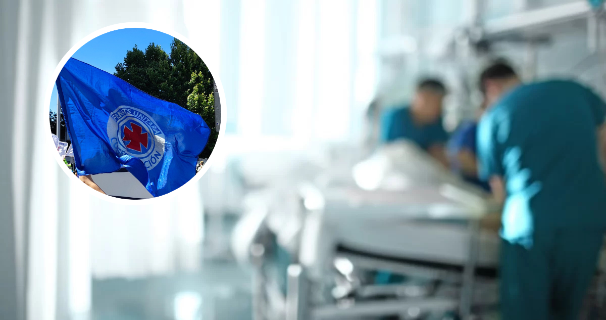 Personal de salud y bandera de Fenats