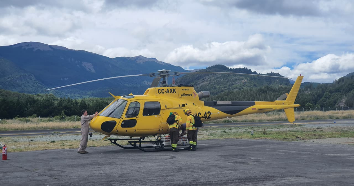 helicóptero de Conaf en Palena