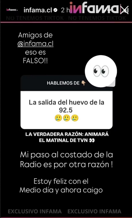 Instagram storie de Infama y Daniel 'Huevo' Fuenzalida