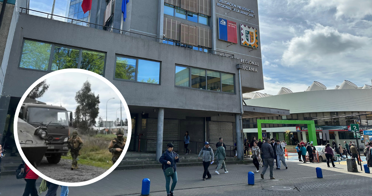 Foto de contexto de Temuco y de militares en Estado de Excepción