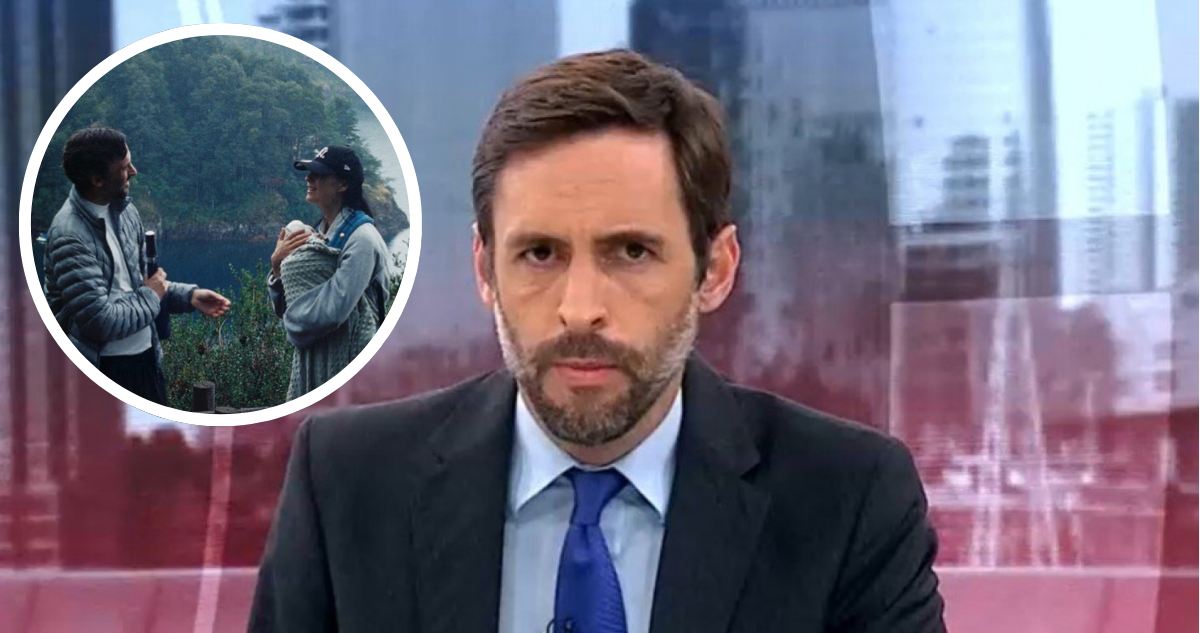 Daniel Matamala y en miniatura foto con su hija y Francisca Valenzuela