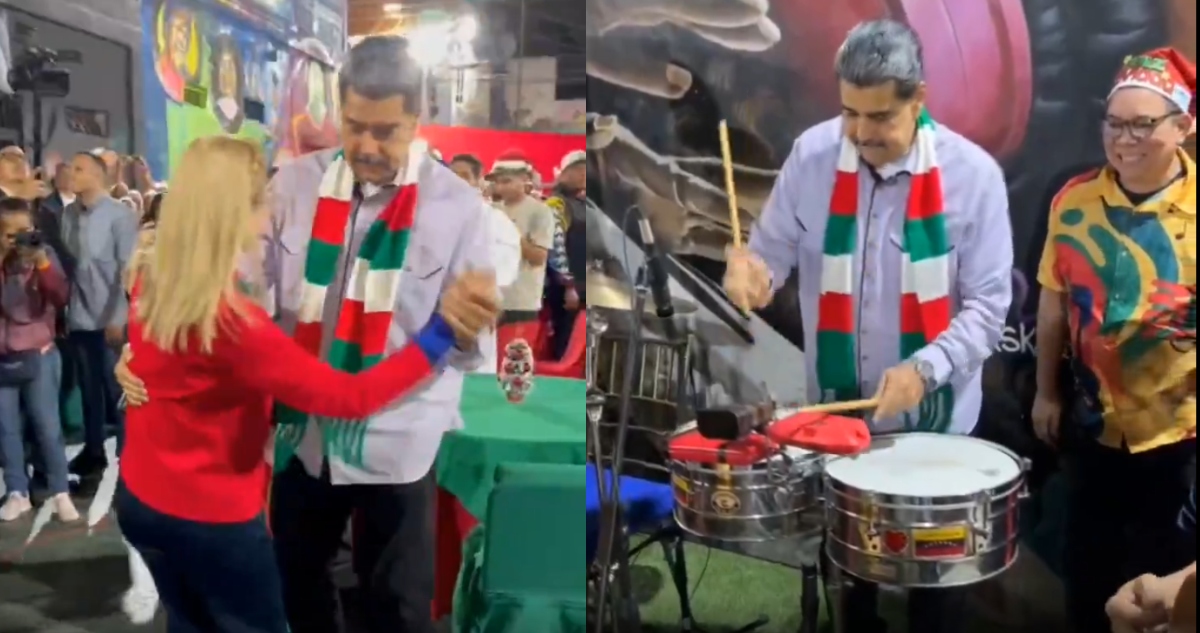 Maduro celebra Navidad bailando, tocando percusiones y desafiando a Trump