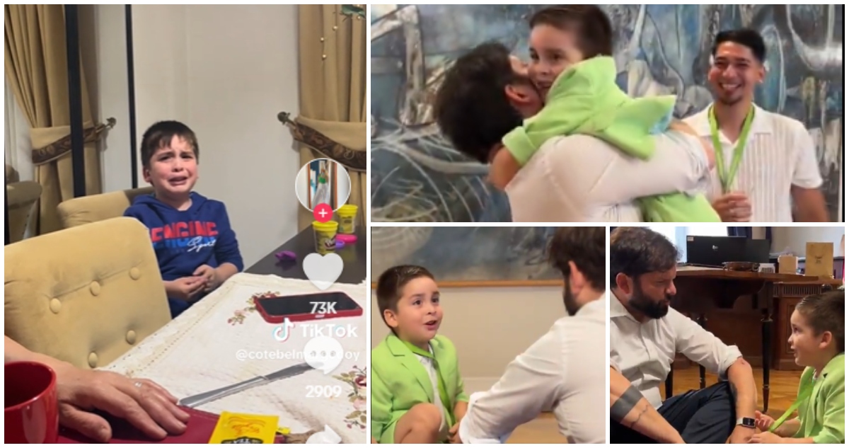 Niño que lloró al enterarse del fin del mandato de Boric conoció al presidente en La Moneda: