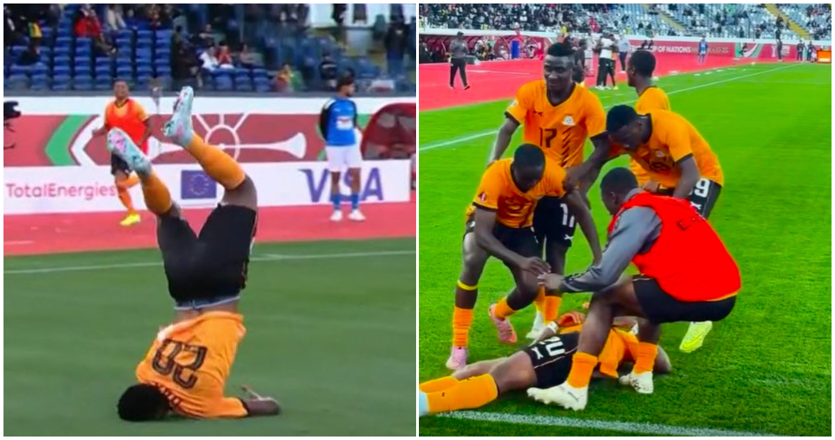 Patson Daka celebra en la copa africana