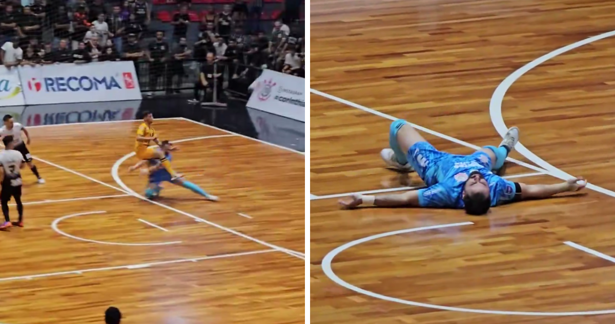 Portero de futsal sufre grave fractura en el rostro tras recibir patada en Campeonato Paulista