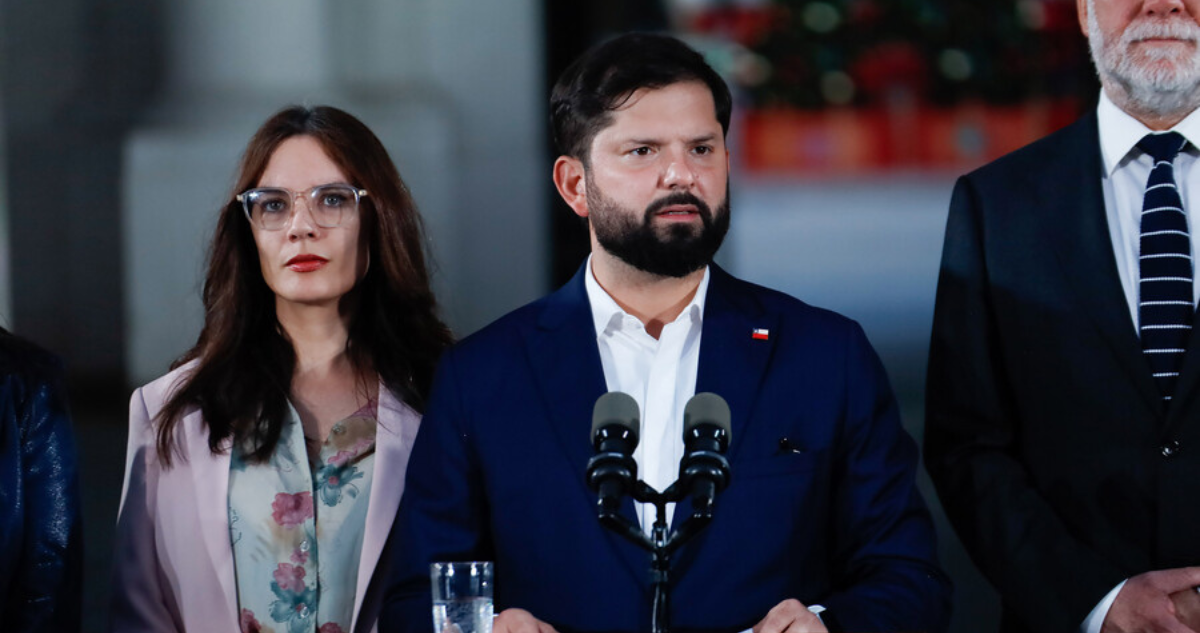 Presidente Gabriel Boric en punto de prensa en La Moneda tras triunfo de Kast