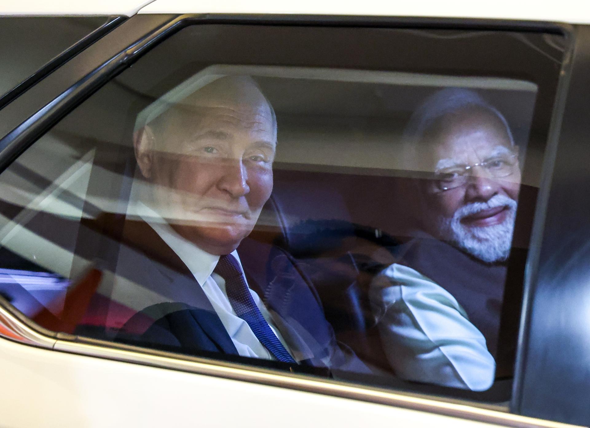 Vladimir Putin y Narendra Modi en Nueva Delhi