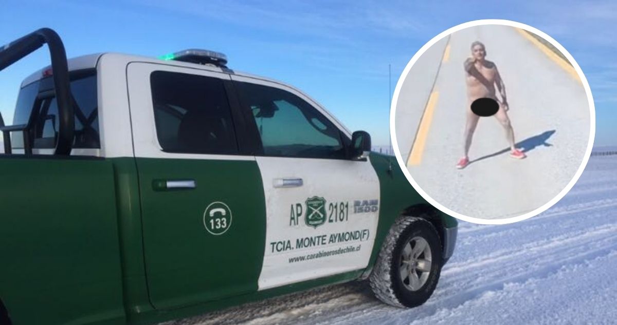 Chileno es detenido tras irrumpir desnudo y dañar vehículos en ruta internacional a Punta Arenas